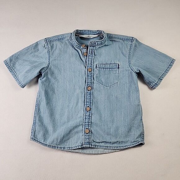 H&M Other - H&M Toddler Boys Denim Short Sleeve Button Down Shirt 2T Band Collar
